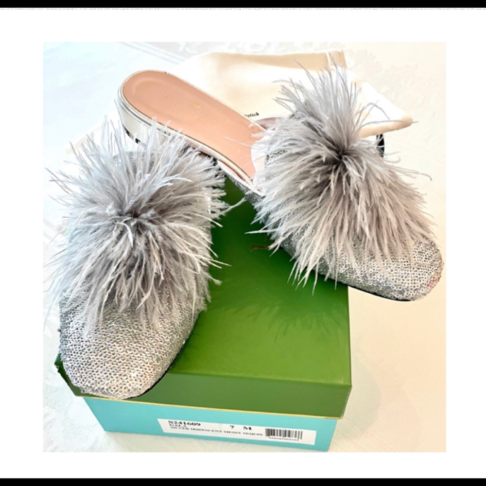 Kate Spade silver sequined slipper “Gala”